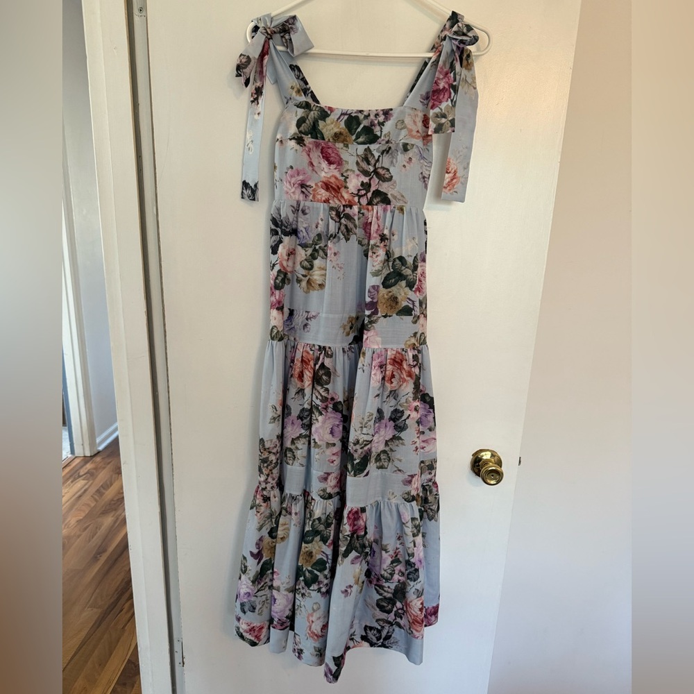 Boutique Midi Floral Blue Dress